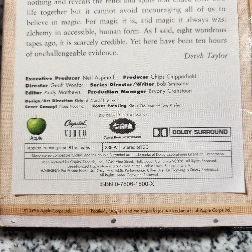 The Beatles Anthology 8 VHS Tape